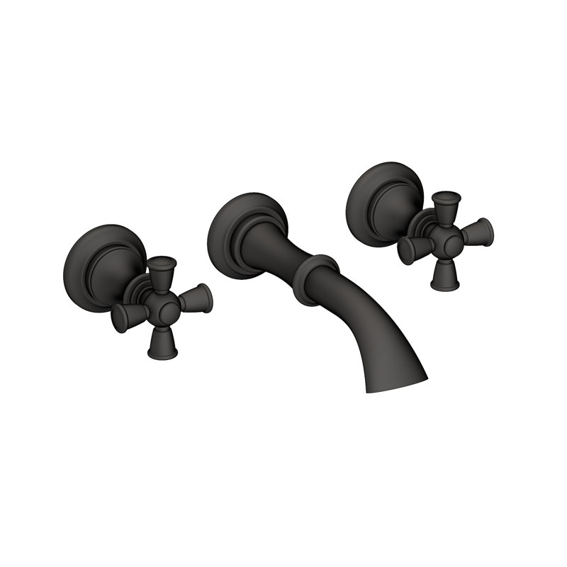 Sutton Wall Mount Bathroom Faucet, Flat Black