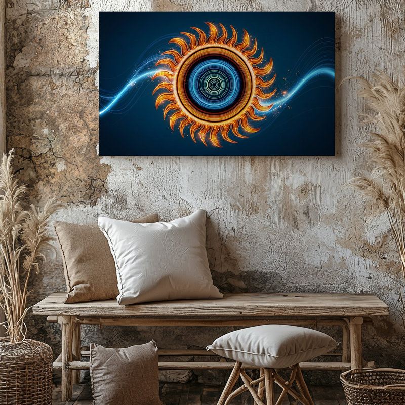 Toile, "Radiant Stylized Sun", H 20 po x l 30 po