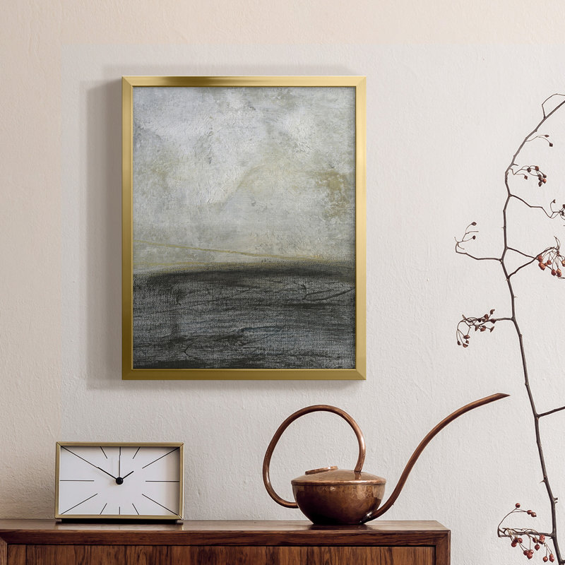 «Misty Landscape II» - Toile avec cadre de qualité supérieure - Prêt à être accroché