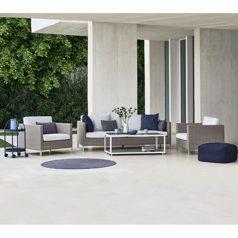 Connect 83.9" Wide Outdoor Wicker Patio Sofa with Cushions, Taupe