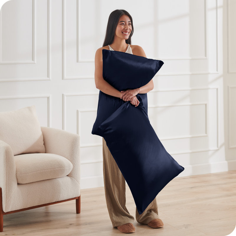 Ensemble de taie d'oreiller en satin de polyester doux, Taies d'oreiller très grandes, Minuit