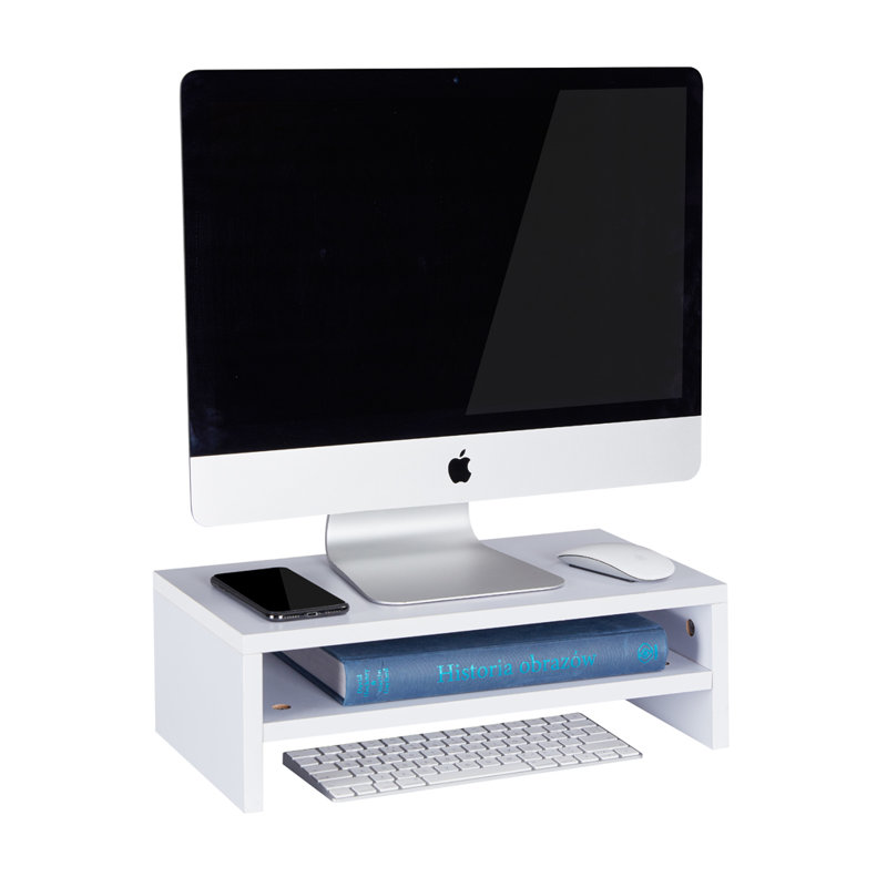 Wood Monitor Stand, White