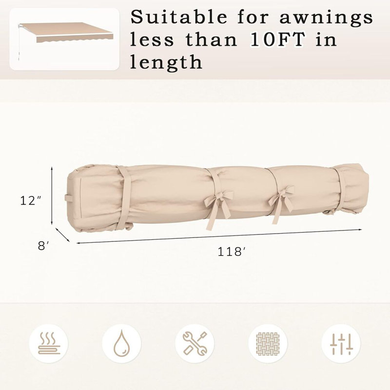 Retractable Awning Cover, All-weather Protective Cover Storage Bag For Awnings For Patio, Waterproof Polyester Fabric