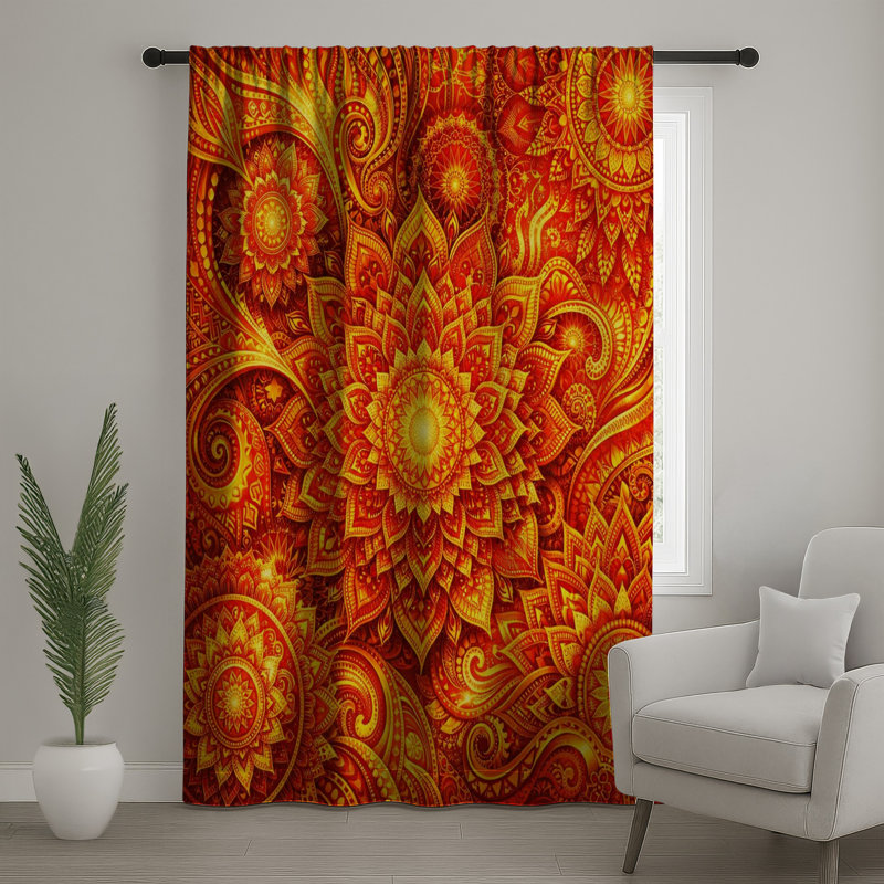 Rideaux de fenêtre complexes, voilages et rideaux à motif mandala - 1 panneau, 50" x 80" - 1 Panel, Transparent
