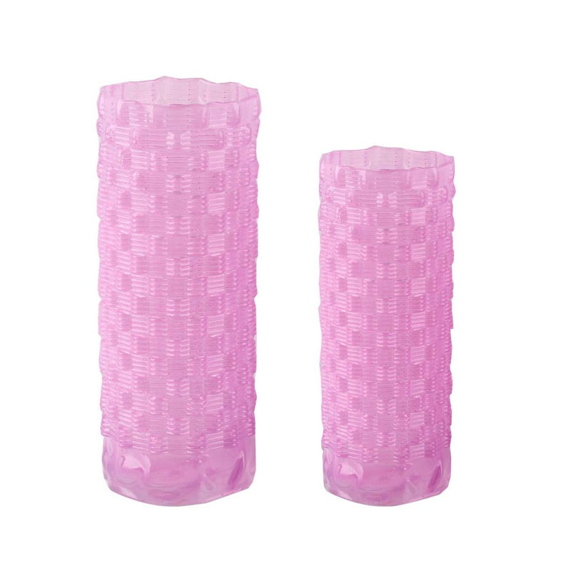 Aliauna Textured Glass Table Vase Set, Pink