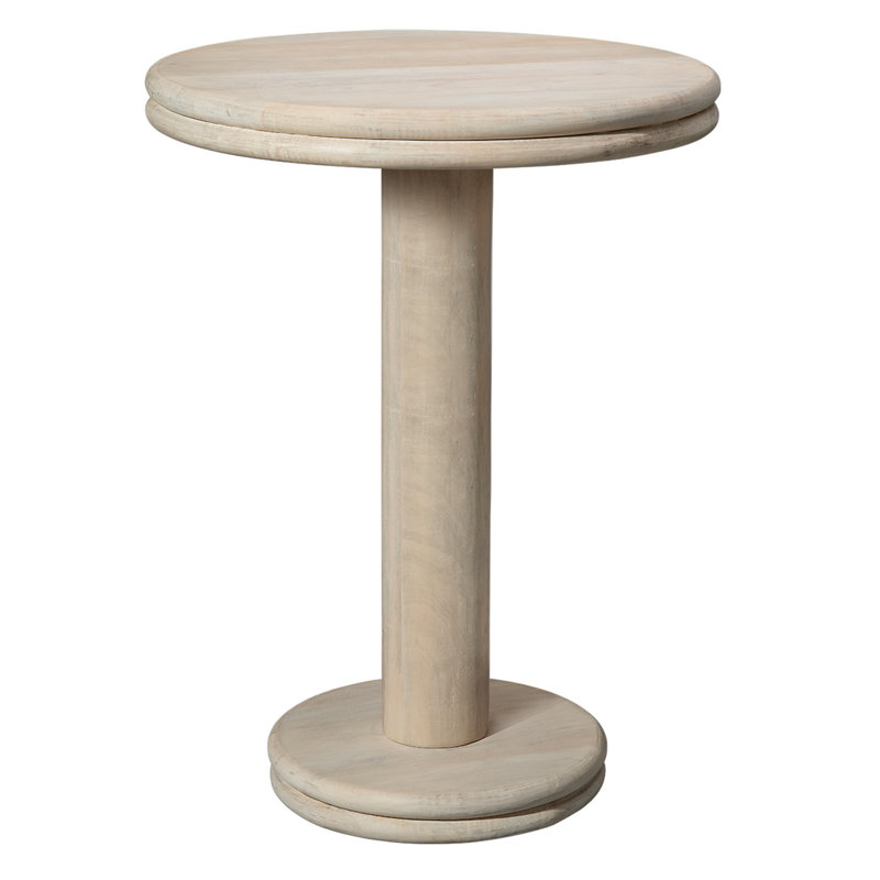 Bourbon Round Solid Wood Dining Table, White Bleach