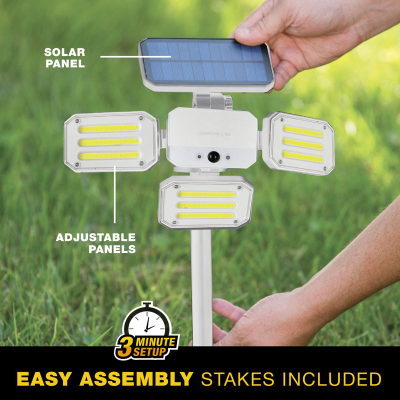 Bell+Howell Bionic Solar Powered White Floodlight with Remote Control, Wide Angle + Motion Activated