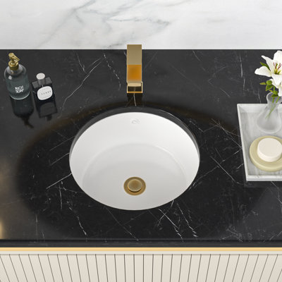 Lavabo de salle de bain circulaire en céramique 16 "avec trop-plein L 16"
