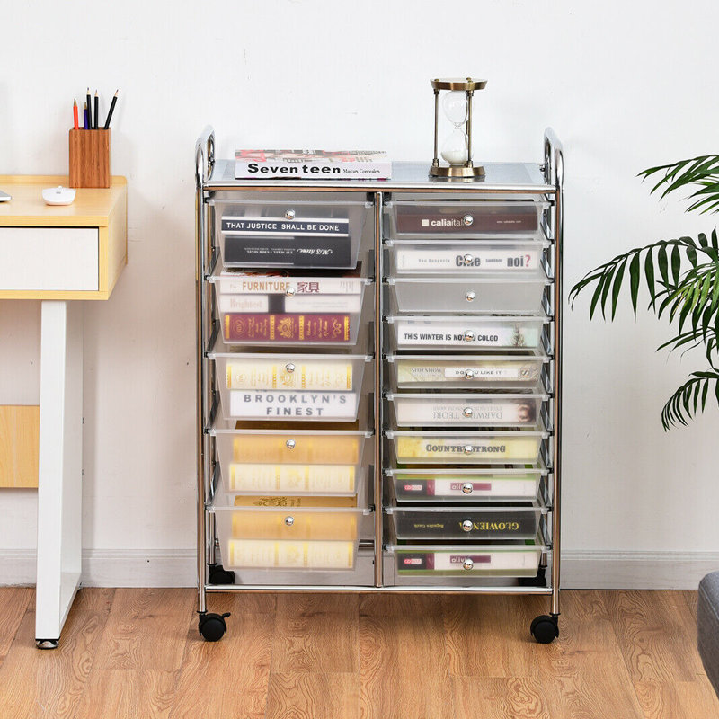 Barksdale 15-Drawer Utility Rolling Organizer Cart, White