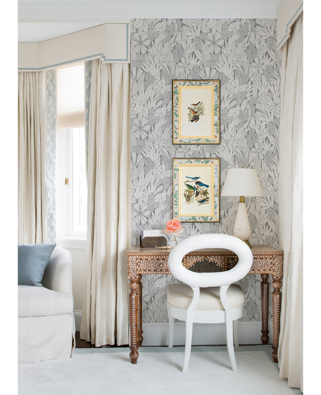 Avellana Botanical Wallpaper, Gray