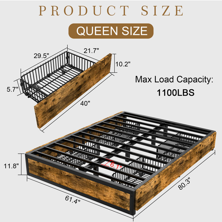 queen size bed frame dimensions