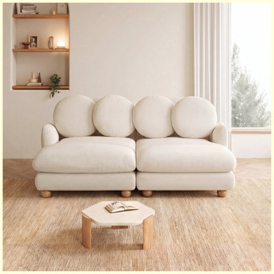 Loveseat Sofa Chenille Upholstered Deep Seat Solid Wood Frame Couch, Camel for Living Room, Bedroom, Apartment