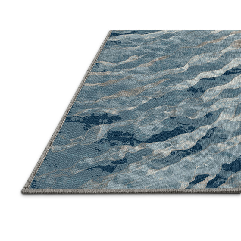 Machine Washable Gray Area Rug, Round 3'