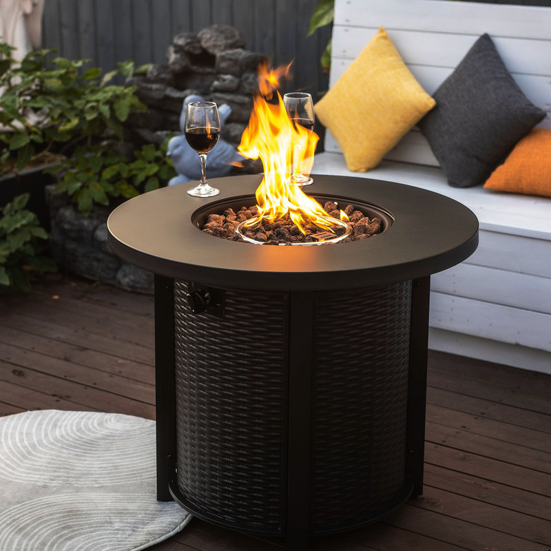 30" Propane Gas Fire Pit Table 50000 BTU Round Steel Fire Pit for Outside Patio Deck Garden Courtyard