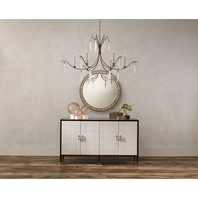 Lustre classique / traditionnel à 6 lumières de style bougie avec détails en verre Marshallia