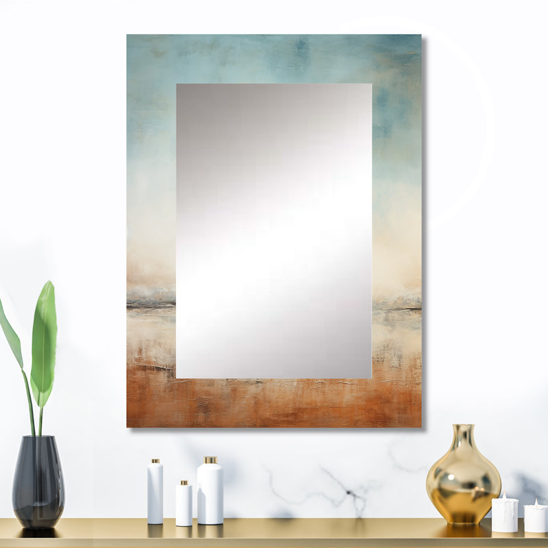 Elemental Eternity Minimalism - Minimalism Decorative Wall Mirror, Brown Mirror, Printed Metal Art, 32" x 24"