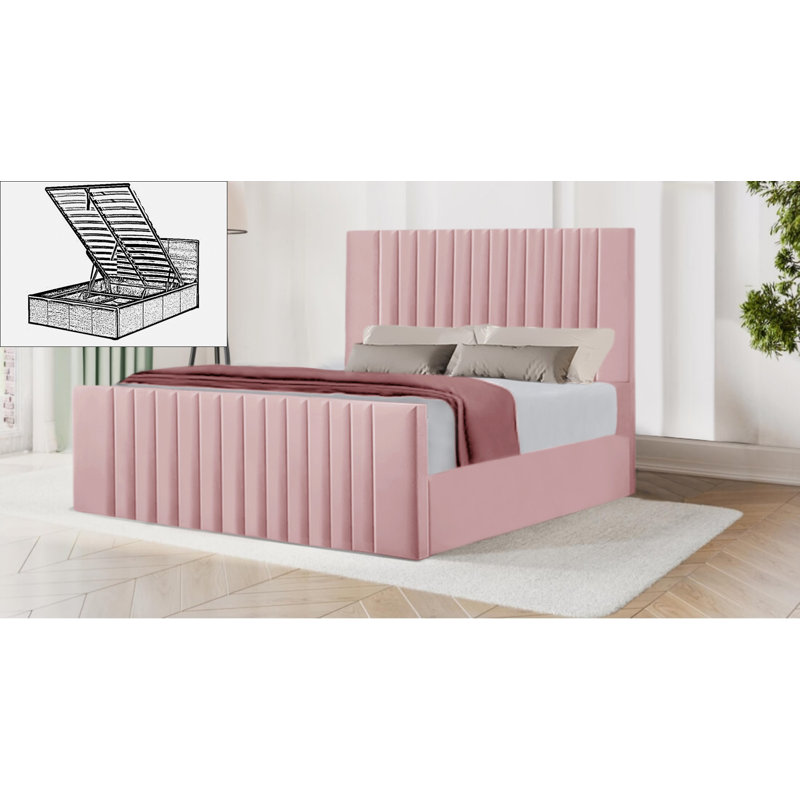 Bastri Storage Bed, Pink, Double (135 x 190 cm)