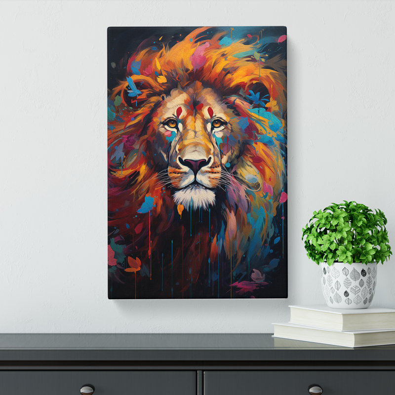 Lion Art Informel Art - Rectangle Print, 76cm H x 50cm W x 3cm D