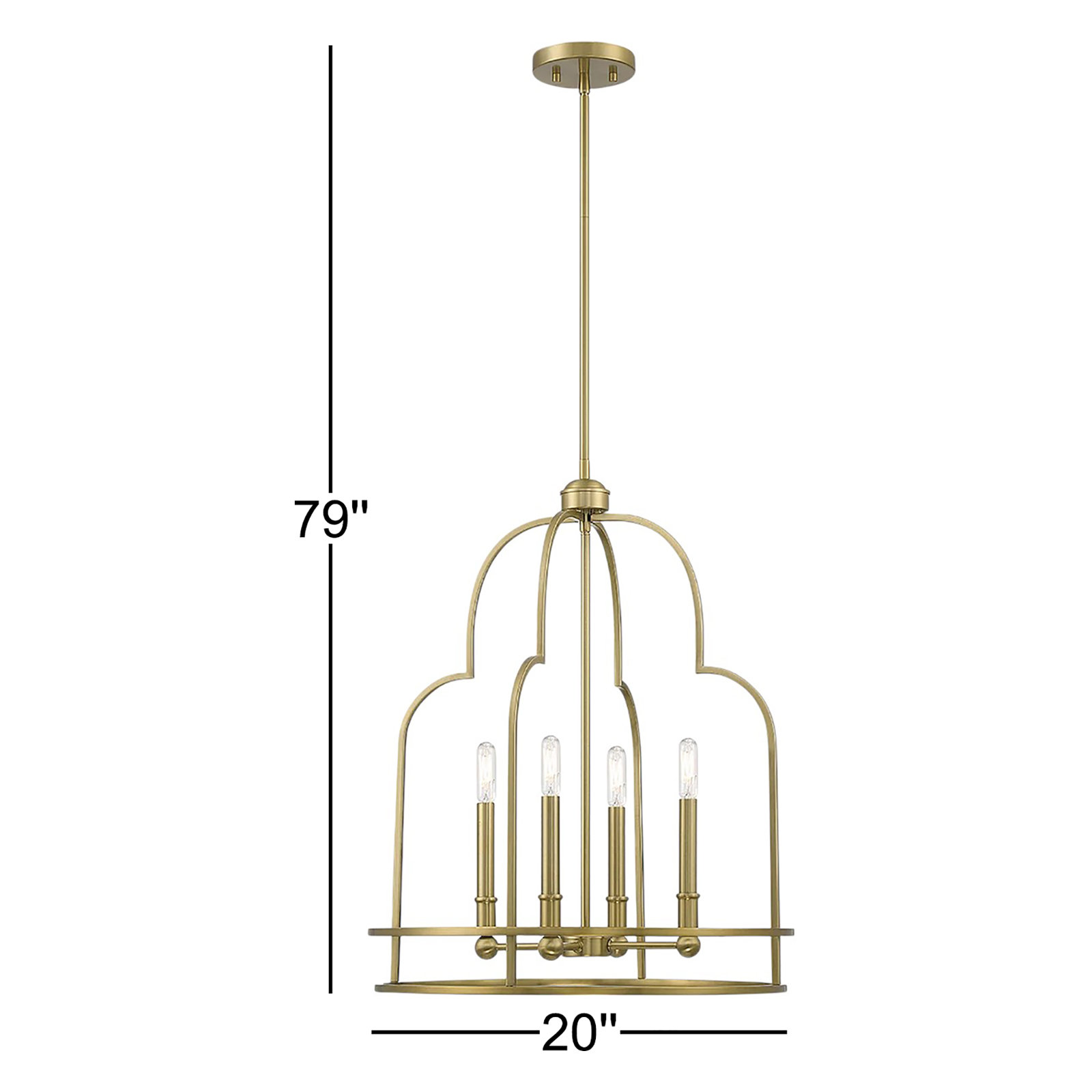 Dimmable 4-Light Pendant, Gold