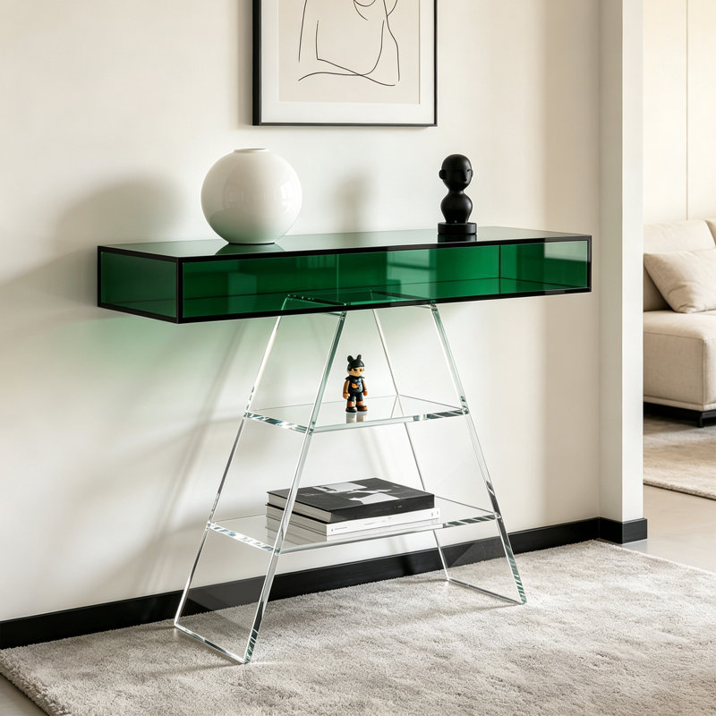 Console en acrylique avec tablette créative, 27.56" H x 27.56" W x 11.81" D