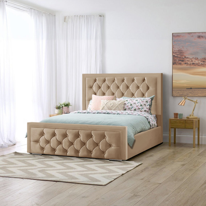 Agusta Upholstered Bed, Double (4'6), Beige