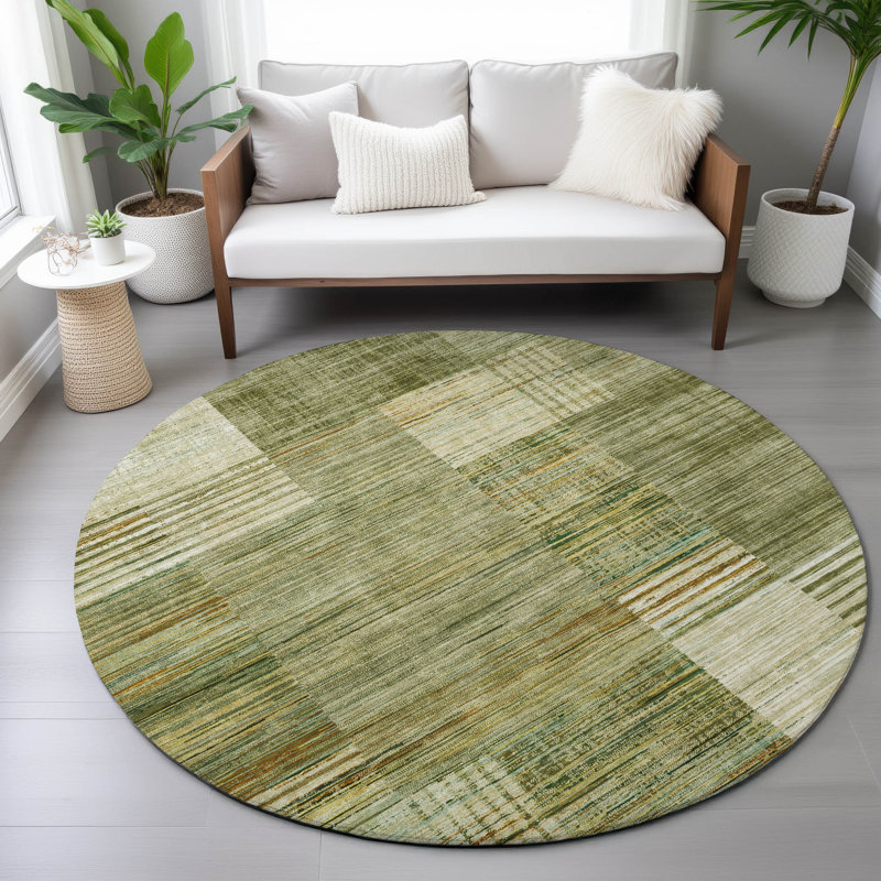 Machine Washable Indoor/Outdoor Meredith ACN2149 Geometric Rug, Round 8'