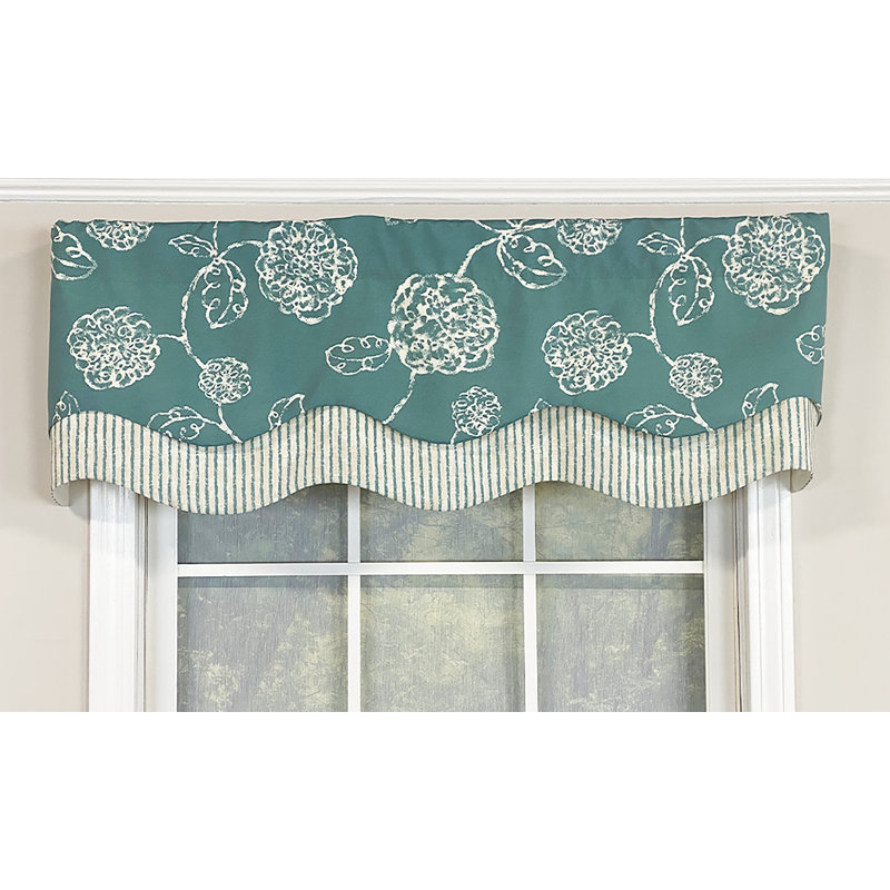Floral Scalloped Window Valance, Ocean