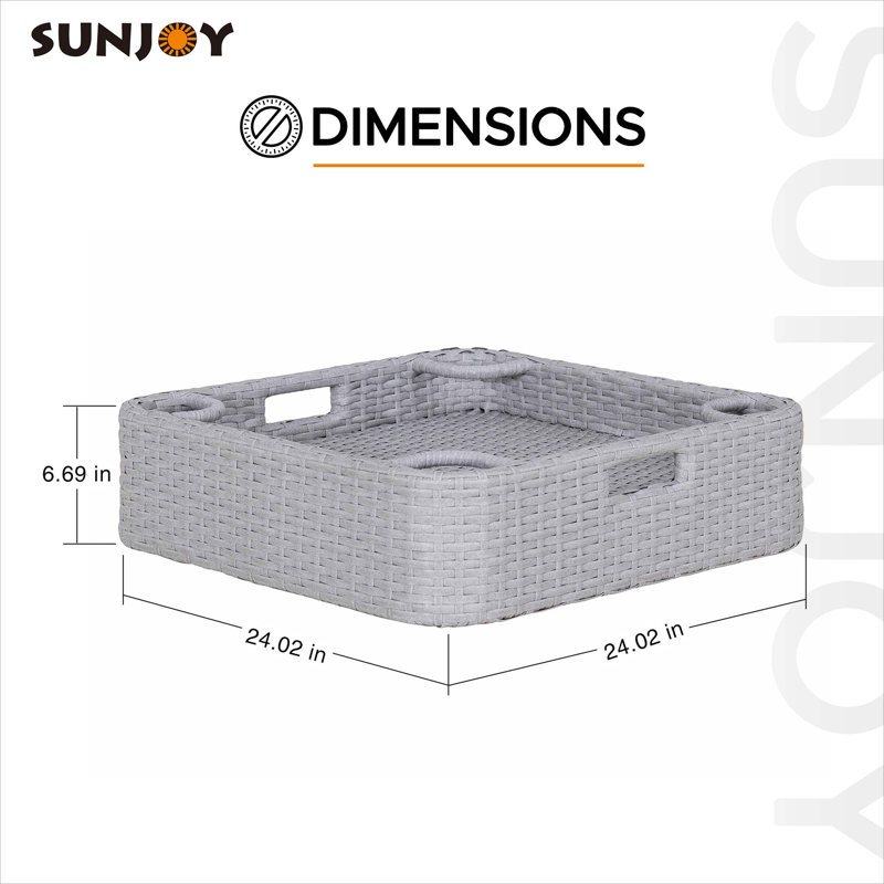 Abri de piscine flottant 10 pi x 10 pi avec plateau et sac de transport à la main SUNJoy - Structure en acier et aluminium, protection contre les rayons UV du soleil, hauteur réglable, tente flottante de qualité supérieure