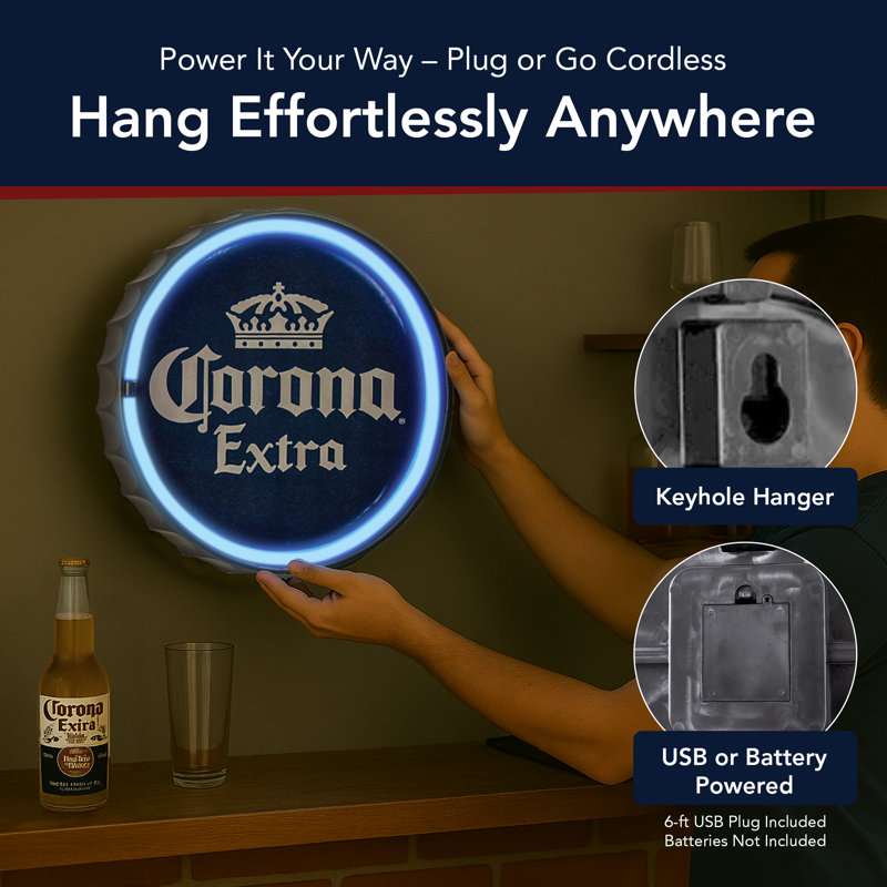 Trinx Corona Extra Beer LED Neon Light Sign Wall Decor - 12" x 12" x 1.5"