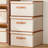 6 Pack Fabric Foldable Storage Bin Cube Organizer Basket with Flip-Top Lid & Handles, Clothes Blanket Box for Home, Office, Closet, Beige-1118171449