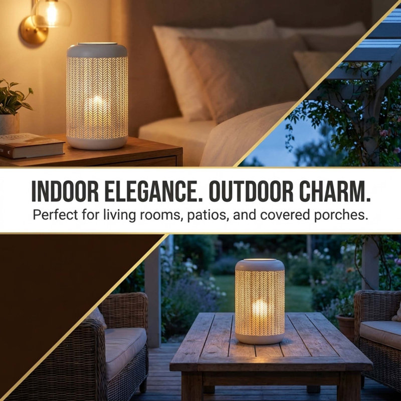 Metal Tabletop Lantern, 5.12" H x 5.12" W x 9.65" D