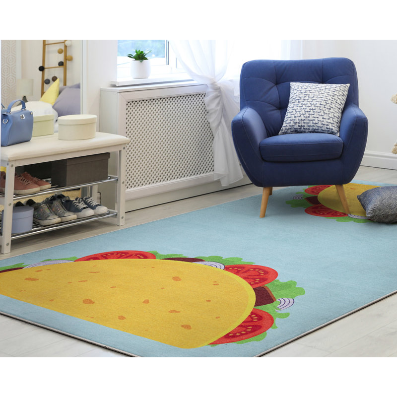 Tapis bleu Kehr Taco Novelty, Rectangle 5 pi x 7 pi