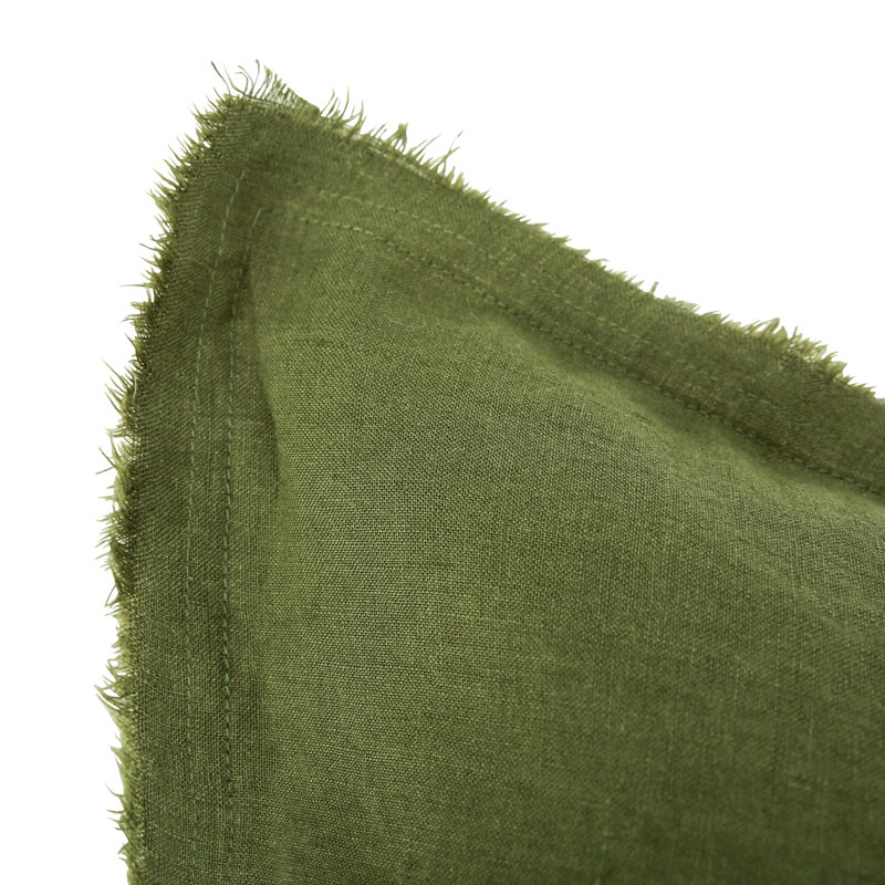 Taie décorative 100% lin français à la main 26 x 26 pouces 2 pièces, Vert