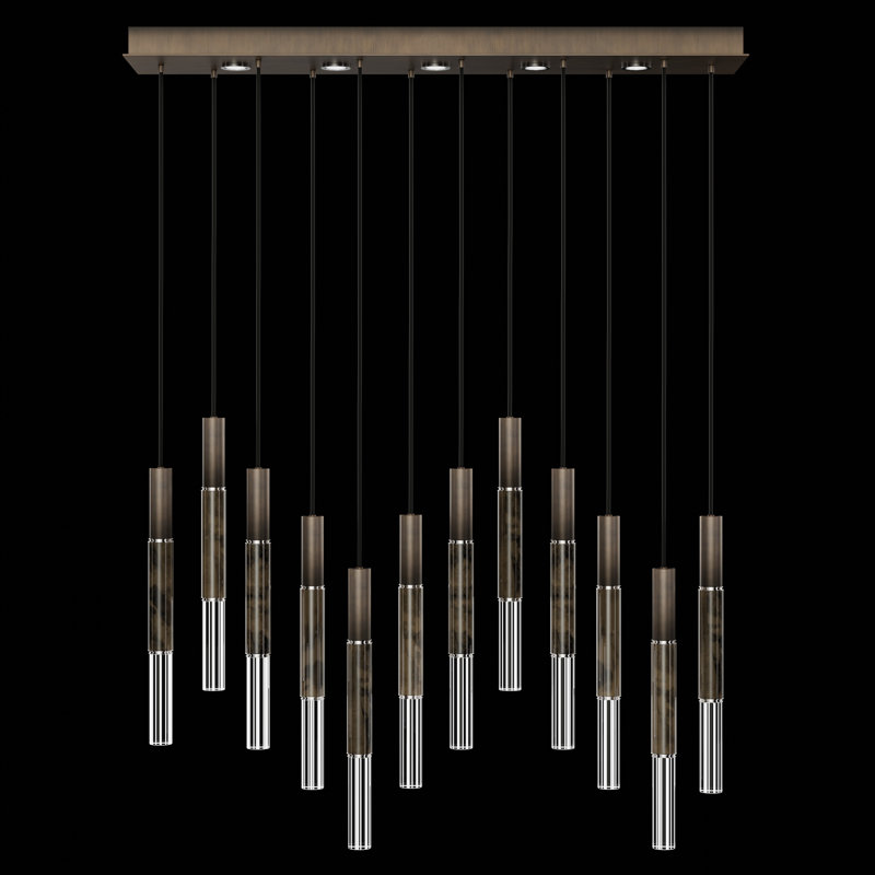 Luminaire suspendu l 61 po Antonia, Bronze ombré doux / nickel