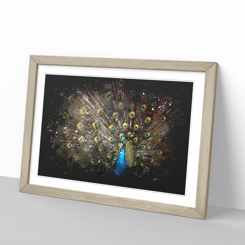 Peacock Vol.1 - Framed Print, 36cm H x 48cm W x 2cm D, Oak Framed