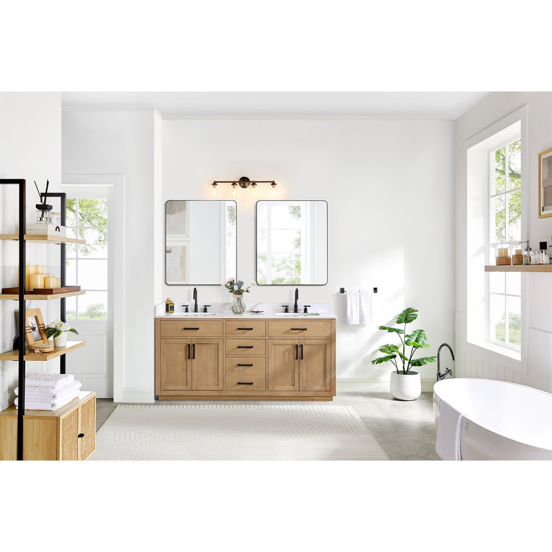 Ensemble de meuble-lavabo double 72 po Gavino, Brun clair, Noir