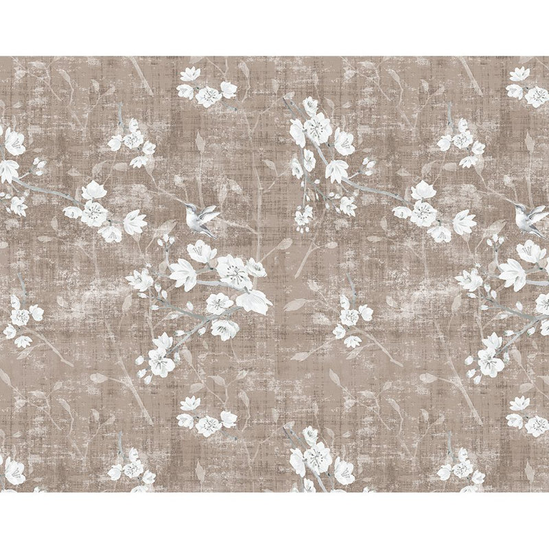 Tissu fantasia fleur Chinoiserie, Moka