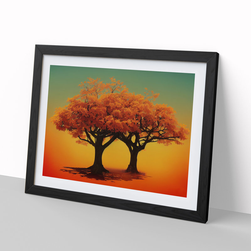Blooming Trees - Single Picture Frame Painting, 46cm H x 64cm W x 2cm D, Black Framed