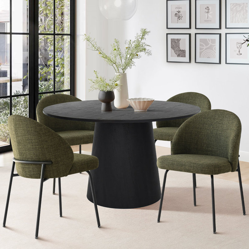 Ensemble de table de salle à manger 5 pièces pour 4 personnes avec chaises rembourrées et table de cuisine à piédestal de 46 po