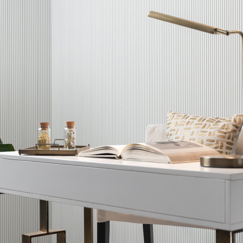 Panneaux muraux minces en bois de polystyrène Contour 93,7 po x 4,7 po, Blanc