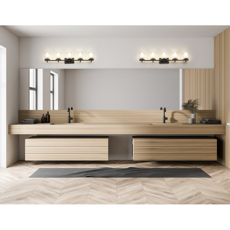 Ensemble de meuble-lavabo 5 lumières Roddrick, Noir mat