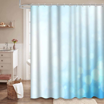 Rideau de douche bleu ciel clair avec 12 crochets