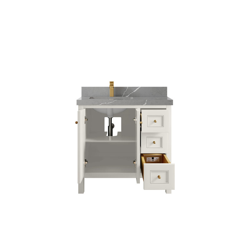 Nashville X P 22 po De salle de bain Quartz, Albâtre, Or brossé, Gris Piatra