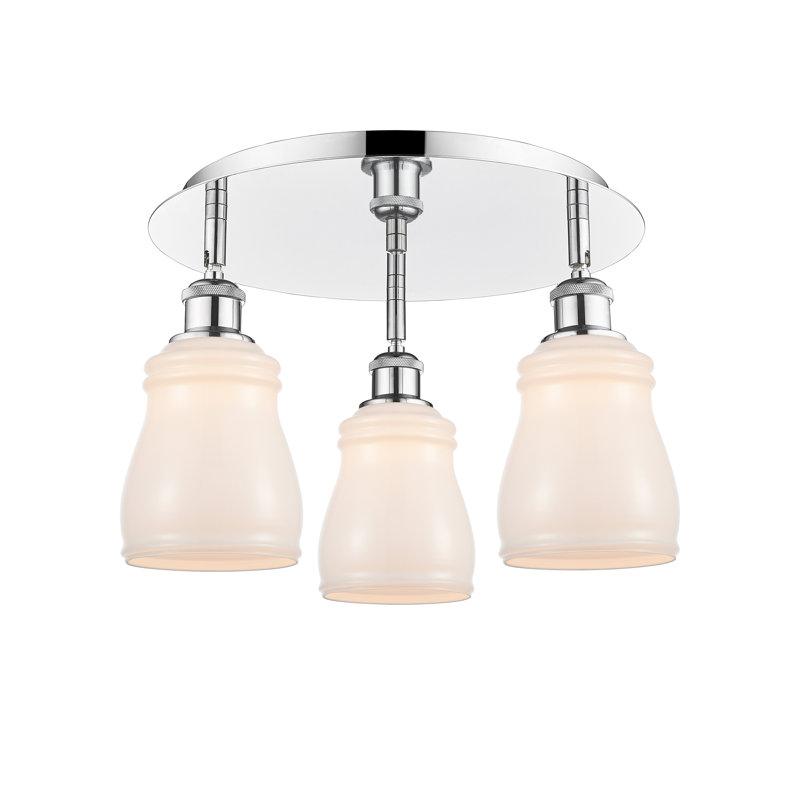 Bernaldino Glass Flush Mount, White, Polished Chrome