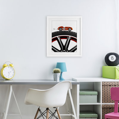 Sport Fast Lane Racecar Framed Print Under Glass, design by Christine Simpson Art