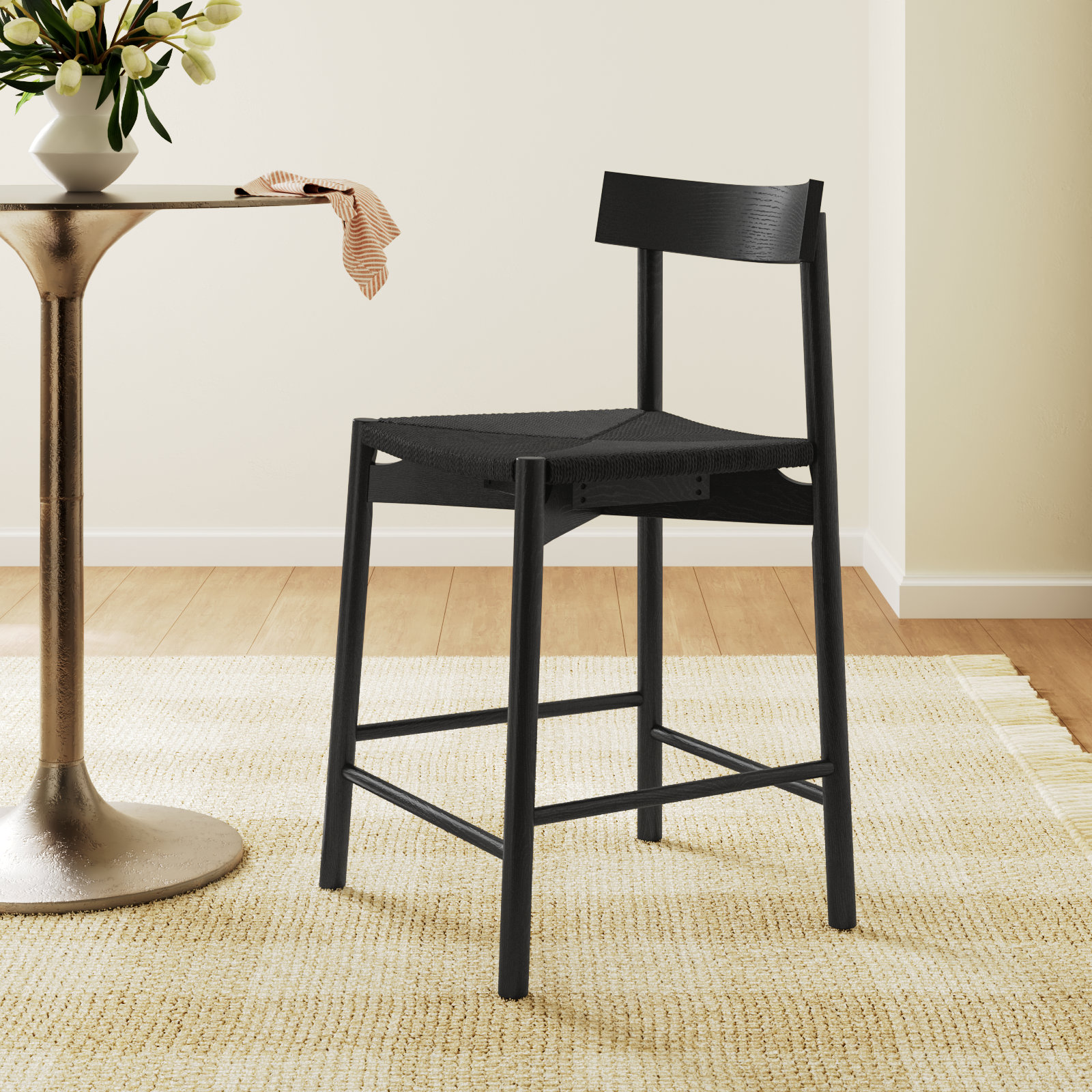  Woven Stool, Pitch Black
