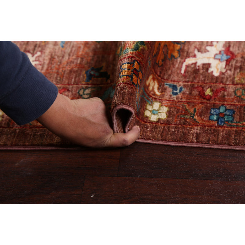 Tapis brun noué à la main de conception unique 8 pi 4 po x 11 pi 4 po