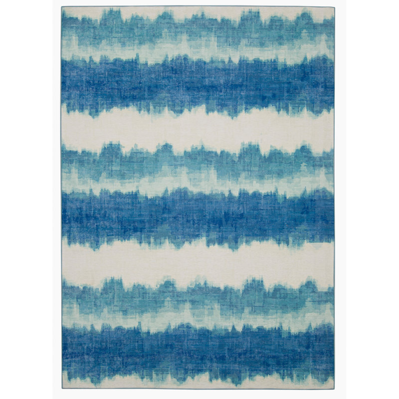 Tapis ivoire et bleu Apopka, Rectangle 7 pi x 9 pi
