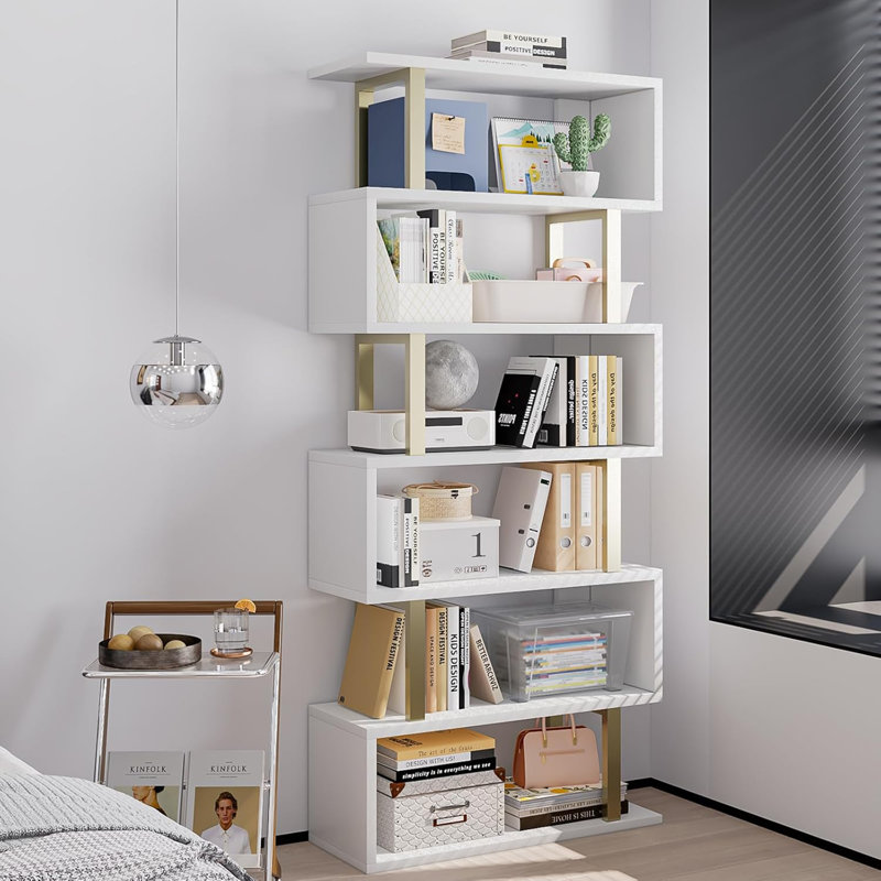 Rangement en forme de S pour bibliothèque industrielle, Blanc