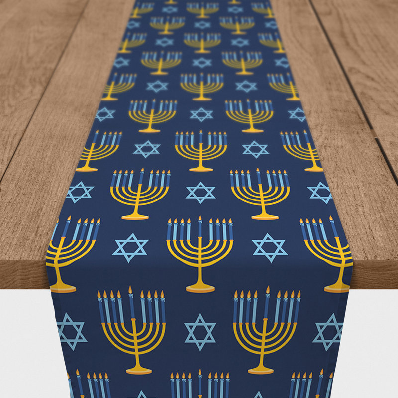 Jackeline Geometric 100% Cotton Hanukkah Table Runner, 72" L x 16" W